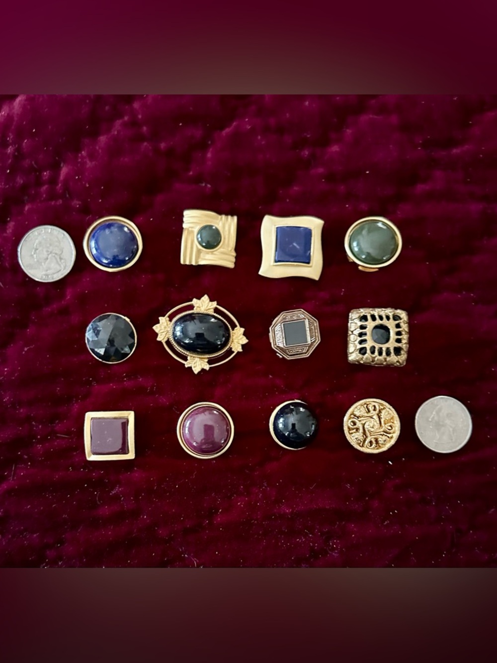 NONY Vintage 1970s Gold-Tone and Cabochon Button covers set of 12